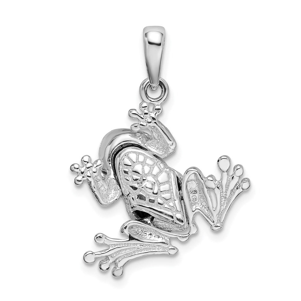 Sterlingsilber De-ani Rhodiniert Poliert Bug Eyed Frosch Anhänger