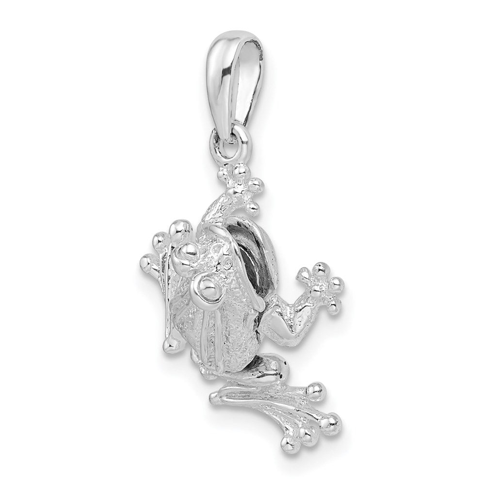 Sterlingsilber De-ani Rhodiniert Poliert Bug Eyed Frosch Anhänger