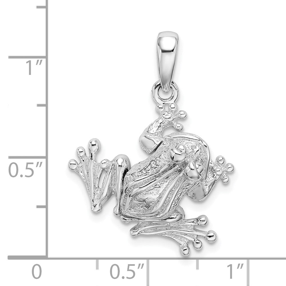 Sterlingsilber De-ani Rhodiniert Poliert Bug Eyed Frosch Anhänger