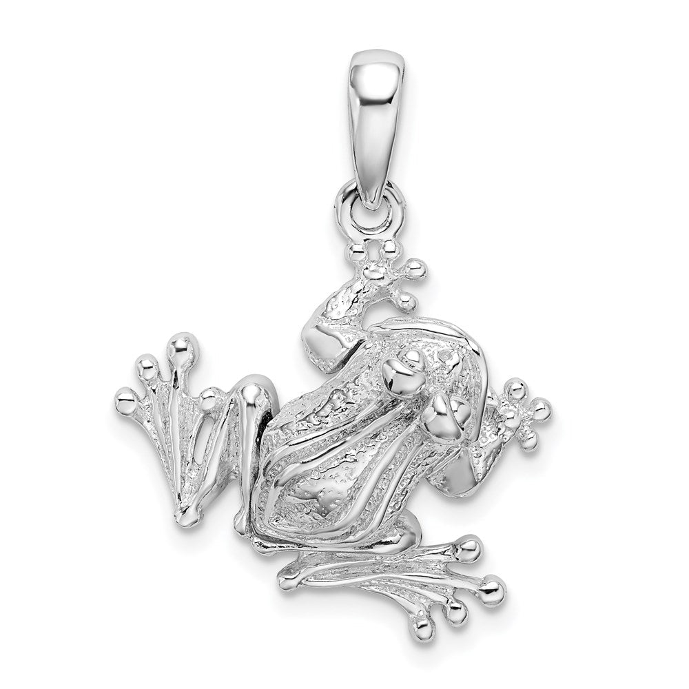 Sterlingsilber De-ani Rhodiniert Poliert Bug Eyed Frosch Anhänger