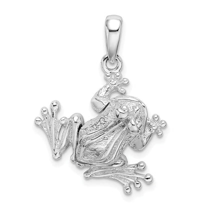 Sterlingsilber De-ani Rhodiniert Poliert Bug Eyed Frosch Anhänger