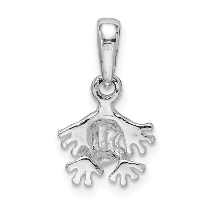 Sterlingsilber De-ani Rhodiniert Poliert Mini Frosch Anhänger