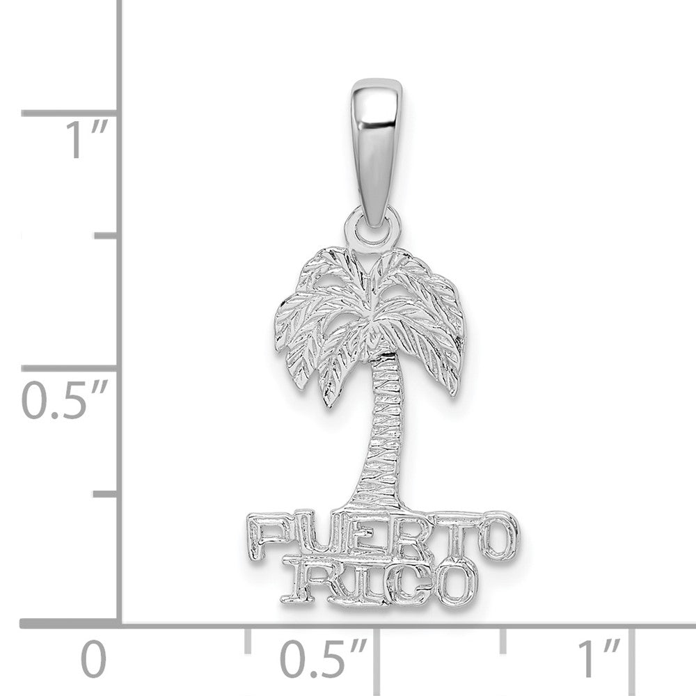 Sterlingsilber De-ani Rhodiniert Poliert Puerto Rico Palme Baum Anhänger