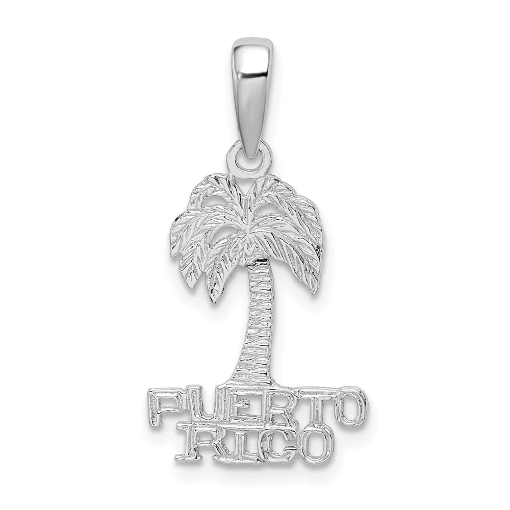 Sterlingsilber De-ani Rhodiniert Poliert Puerto Rico Palme Baum Anhänger