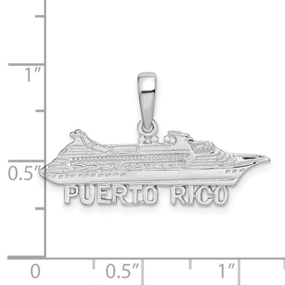 Sterlingsilber De-ani Rhodiniert Poliert Puerto Rico Cruise Ship Anhänger