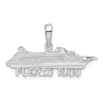 Sterlingsilber De-ani Rhodiniert Poliert Puerto Rico Cruise Ship Anhänger