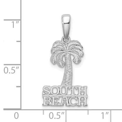 Sterlingsilber De-ani Rhodiniert Poliert South Beach Palme Baum Anhänger
