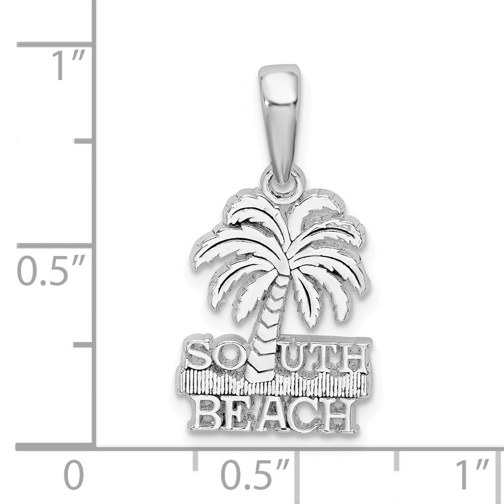 Sterlingsilber De-ani Rhodiniert Poliert South Beach Palme Baum Anhänger