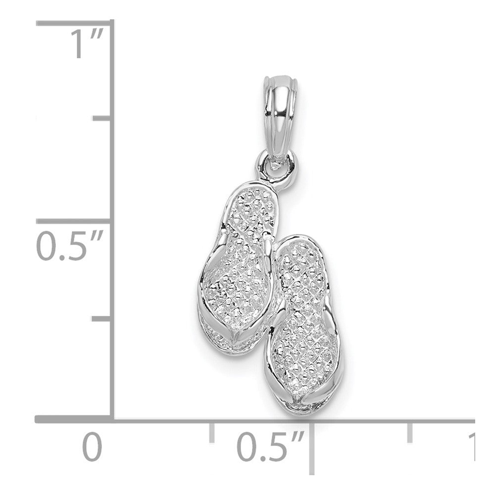 Sterlingsilber De-ani Rhodiniert Poliert 3d Flip-flops Anhänger