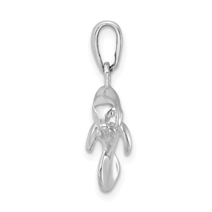 Sterlingsilber De-ani Rhodiniert Poliert 3d Manatee Anhänger