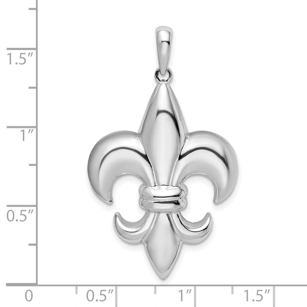 Sterlingsilber De-ani Rhodiniert Poliert Groß Fleur De Lis Anhänger