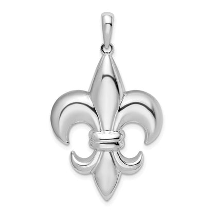 Sterlingsilber De-ani Rhodiniert Poliert Groß Fleur De Lis Anhänger