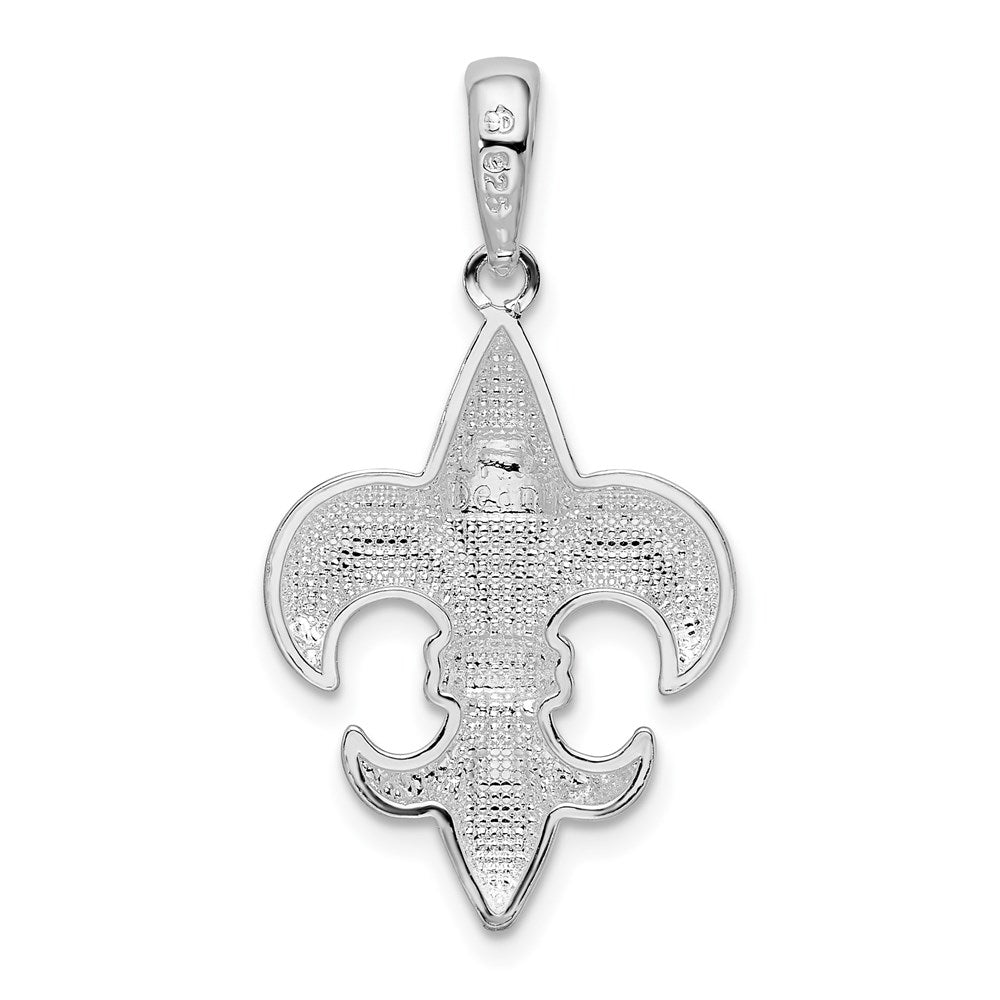 Sterlingsilber De-ani Rhodiniert Poliert Mittel Fleur De Lis Anhänger