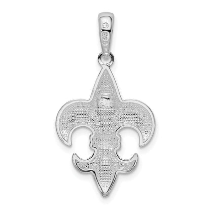 Sterlingsilber De-ani Rhodiniert Poliert Mittel Fleur De Lis Anhänger