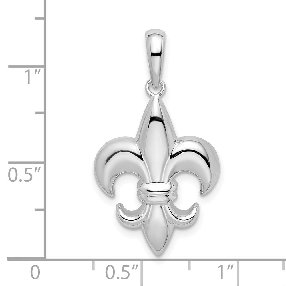 Sterlingsilber De-ani Rhodiniert Poliert Mittel Fleur De Lis Anhänger