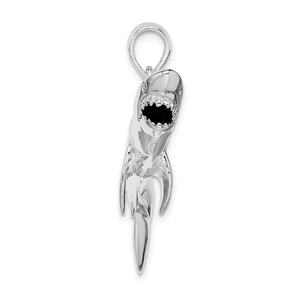 Sterlingsilber De-ani Rhodiniert Poliert 3d Shark Anhänger