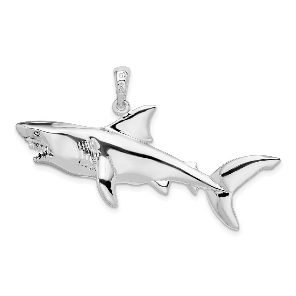 Sterlingsilber De-ani Rhodiniert Poliert 3d Shark Anhänger