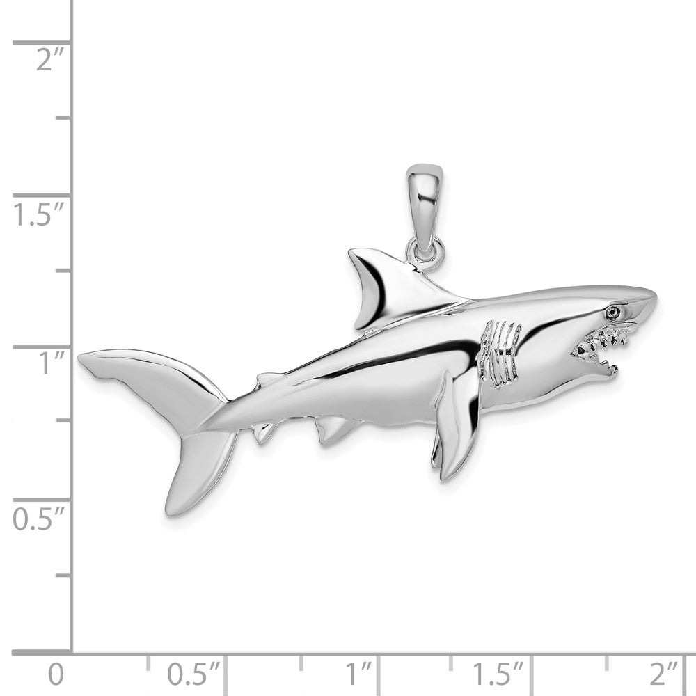 Sterlingsilber De-ani Rhodiniert Poliert 3d Shark Anhänger