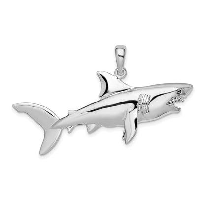 Sterlingsilber De-ani Rhodiniert Poliert 3d Shark Anhänger