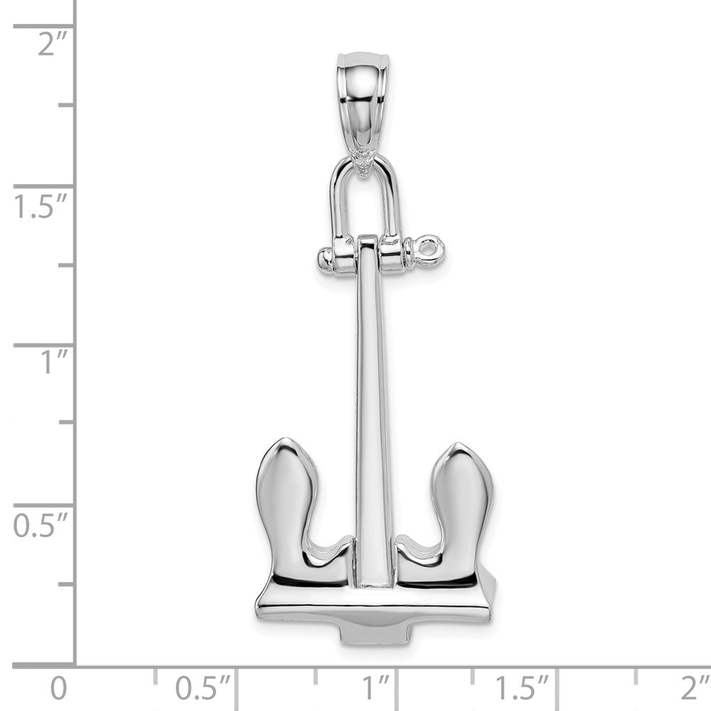 Sterlingsilber De-ani Rhodiniert 3d Beweglich Navy Anker Anhänger