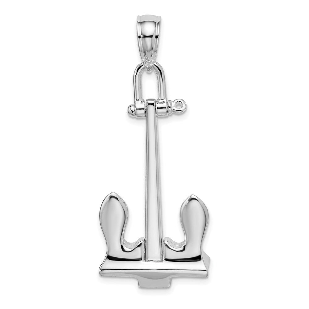 Sterlingsilber De-ani Rhodiniert 3d Beweglich Navy Anker Anhänger