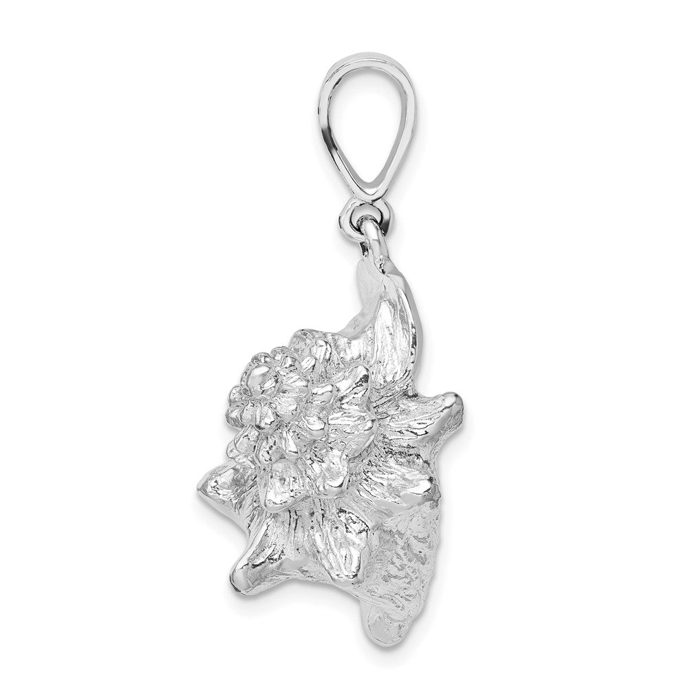 Sterlingsilber De-ani Rhodiniert Poliert 3d Conch Muschel Anhänger