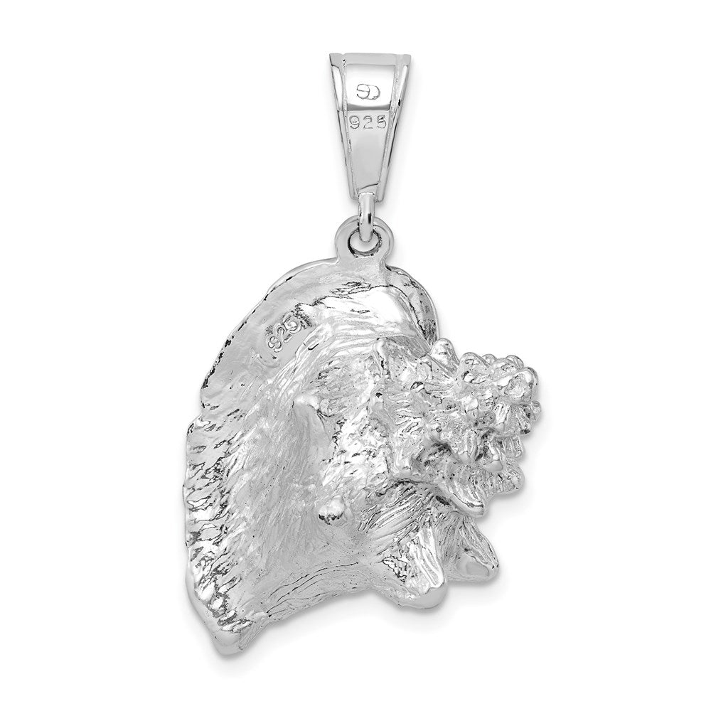 Sterlingsilber De-ani Rhodiniert Poliert 3d Conch Muschel Anhänger