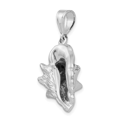 Sterlingsilber De-ani Rhodiniert Poliert 3d Conch Muschel Anhänger