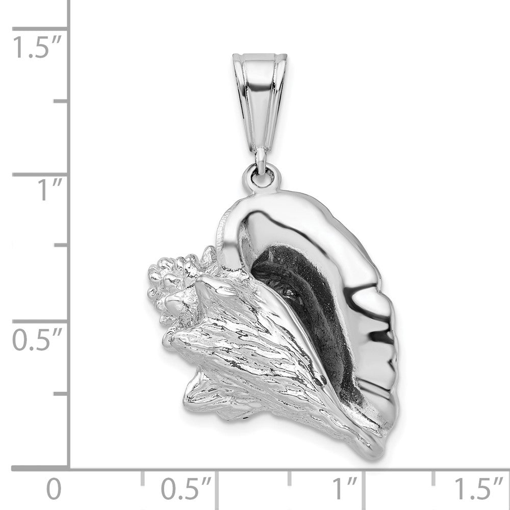 Sterlingsilber De-ani Rhodiniert Poliert 3d Conch Muschel Anhänger