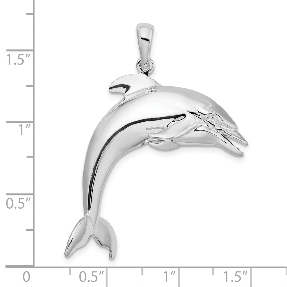 Sterlingsilber De-ani Rhodiniert Poliert 3d Springend Delfin Anhänger