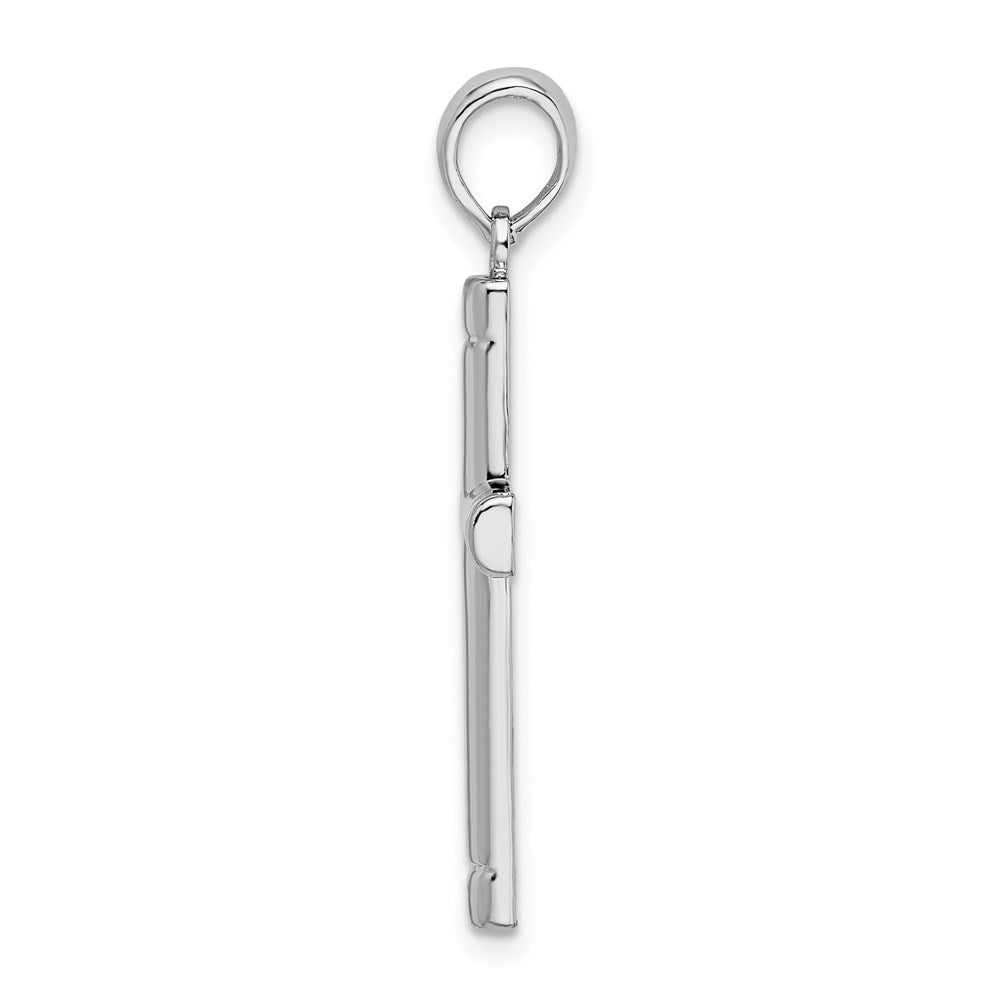 Sterlingsilber De-ani Rhodiniert Poliert Tubular Lateinisch Kreuz Anhänger