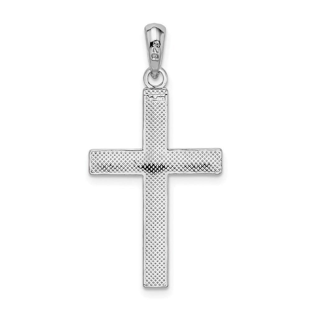 Sterlingsilber De-ani Rhodiniert Poliert Tubular Lateinisch Kreuz Anhänger