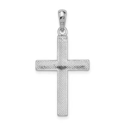 Sterlingsilber De-ani Rhodiniert Poliert Tubular Lateinisch Kreuz Anhänger