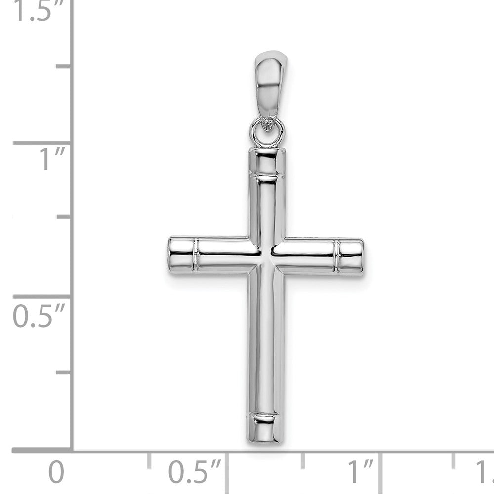 Sterlingsilber De-ani Rhodiniert Poliert Tubular Lateinisch Kreuz Anhänger