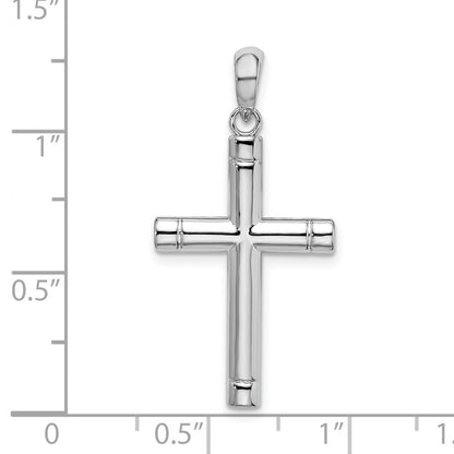 Sterlingsilber De-ani Rhodiniert Poliert Tubular Lateinisch Kreuz Anhänger