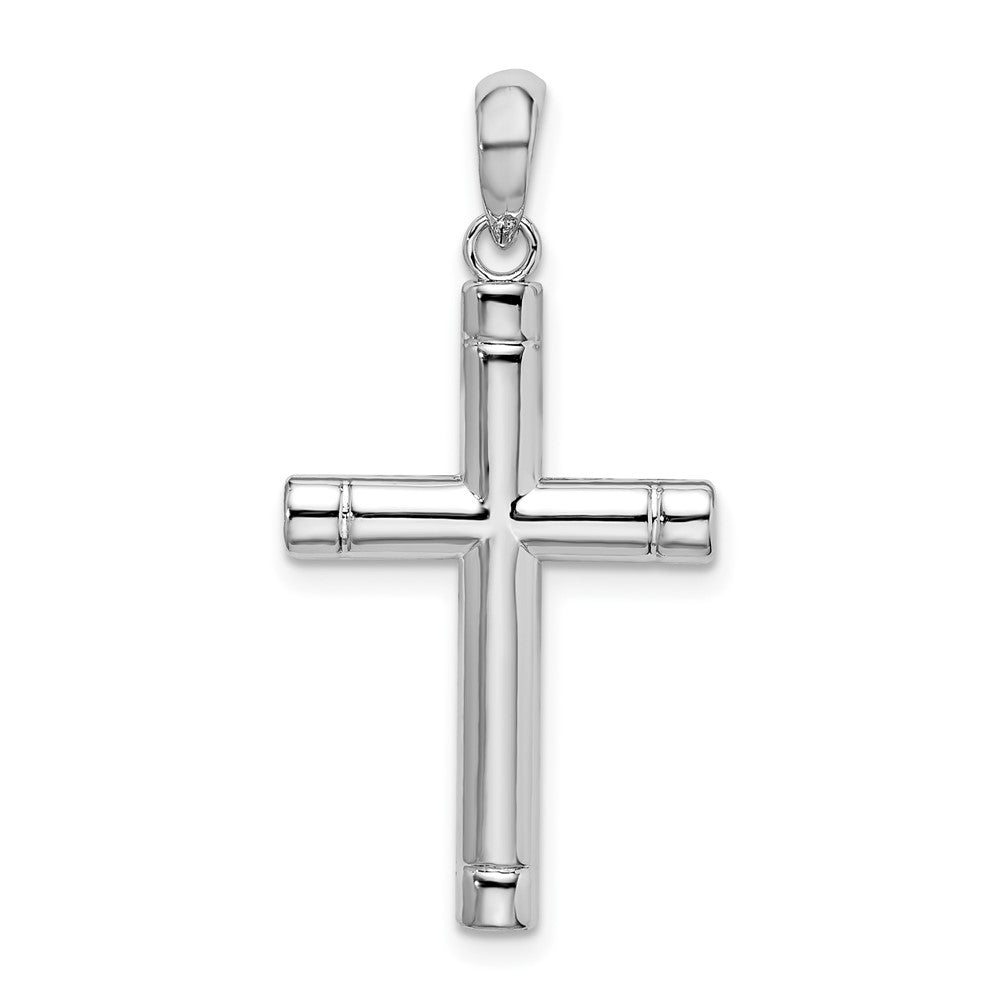 Sterlingsilber Rhodiniert Poliert Tubular Lateinisch Kreuz Anhänger