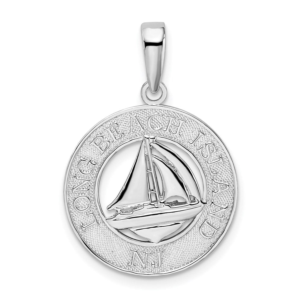 Sterlingsilber De-ani Rhodiniert Lang Beach Island New Trikot mit Segelboot Anhänger