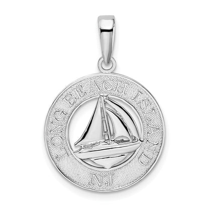 Sterlingsilber De-ani Rhodiniert Lang Beach Island New Trikot mit Segelboot Anhänger