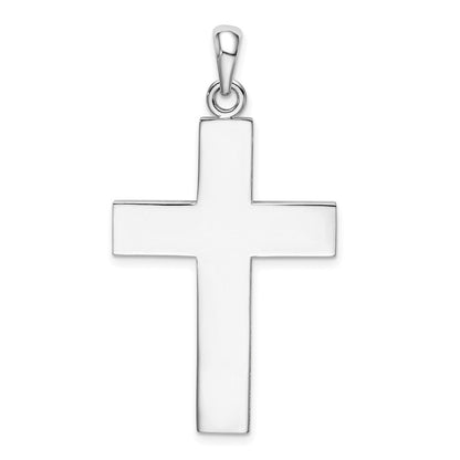 Sterlingsilber De-ani Rhodiniert Poliert Groß Lateinisch Kreuz Anhänger