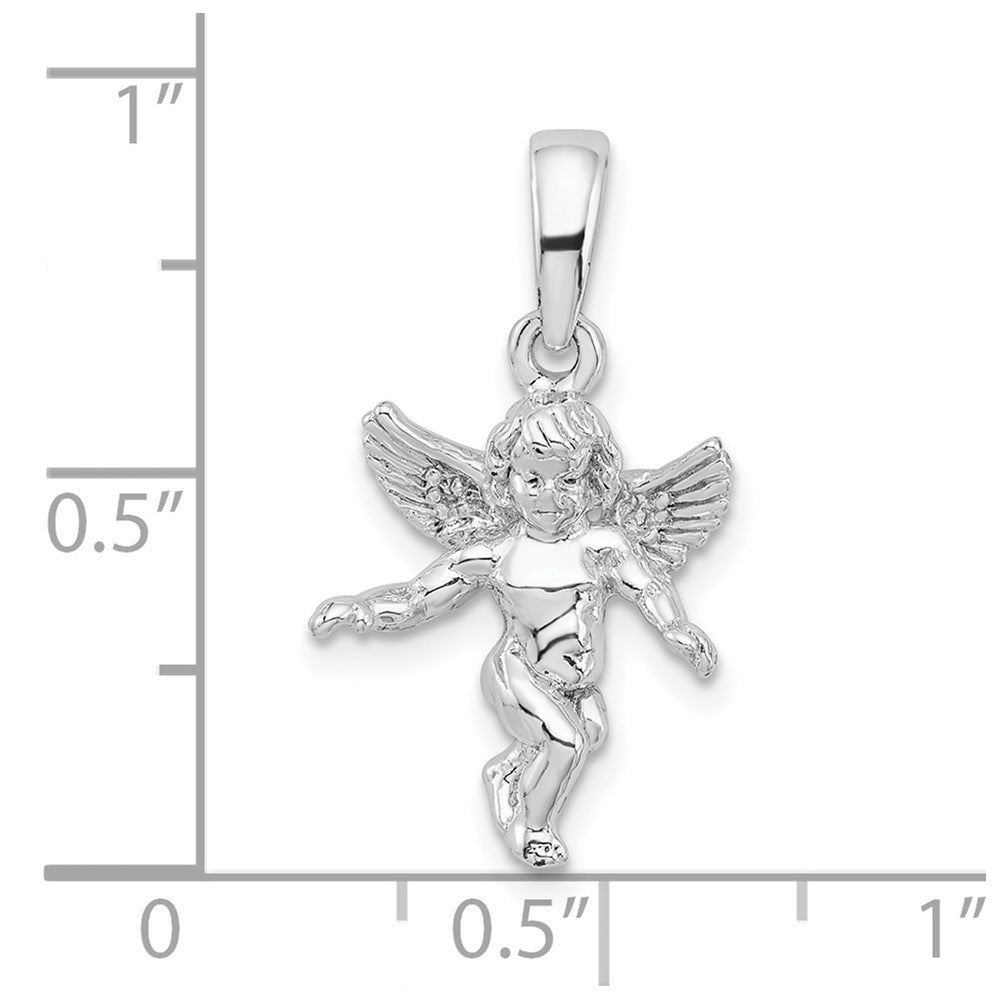 Sterlingsilber De-ani Rhodiniert Poliert 3d Schutzengel Engel Anhänger