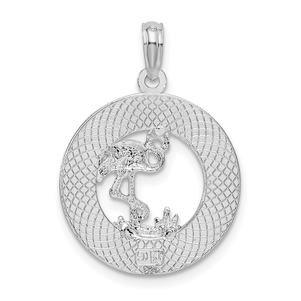 Sterlingsilber De-ani Rhodiniert Strukturiert Turks und Caicos mit Flamingo Anhänger