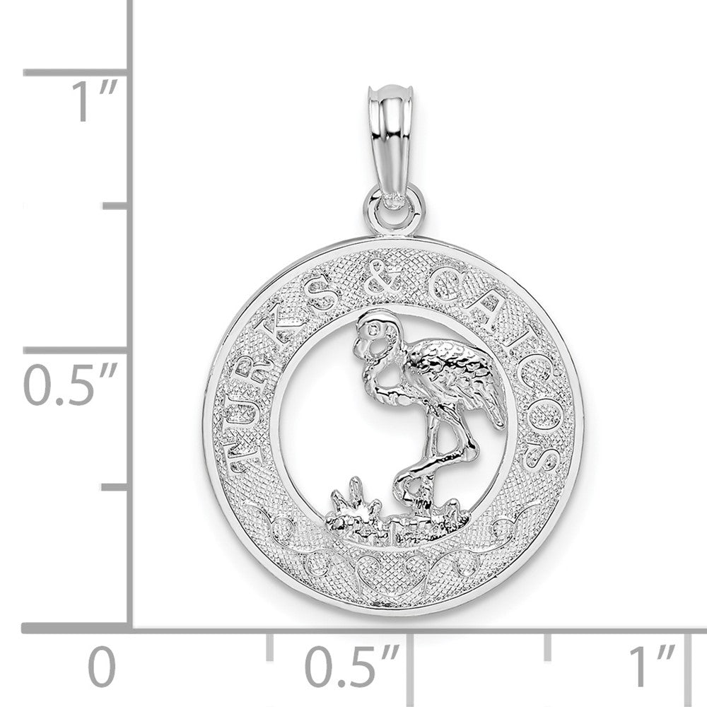 Sterlingsilber De-ani Rhodiniert Strukturiert Turks und Caicos mit Flamingo Anhänger