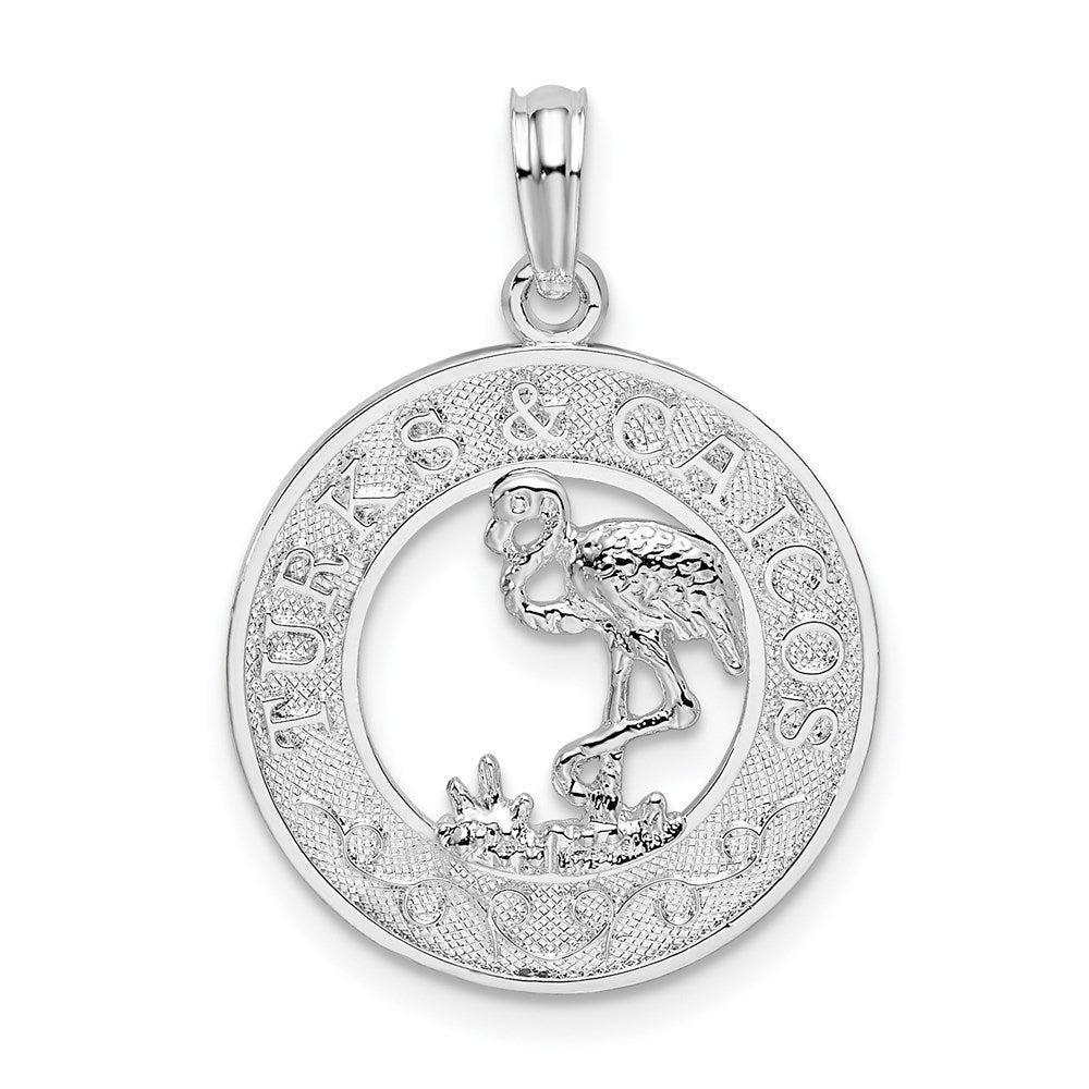Sterlingsilber De-ani Rhodiniert Strukturiert Turks und Caicos mit Flamingo Anhänger