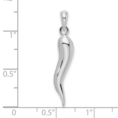 Sterlingsilber De-ani Rhodiniert Poliert 3d Italienisch Horn Anhänger