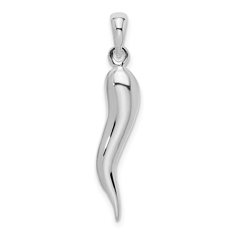 Sterlingsilber De-ani Rhodiniert Poliert 3d Italienisch Horn Anhänger