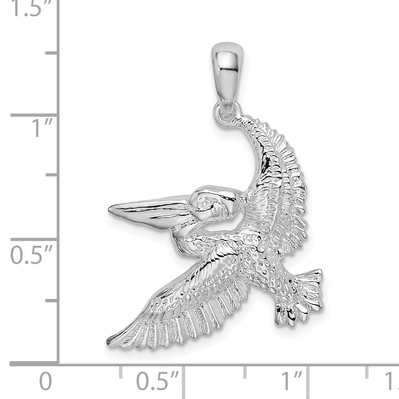 Sterlingsilber De-ani Rhodiniert Poliert Flying Pelican Anhänger
