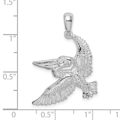 Sterlingsilber De-ani Rhodiniert Poliert Flying Pelican Anhänger