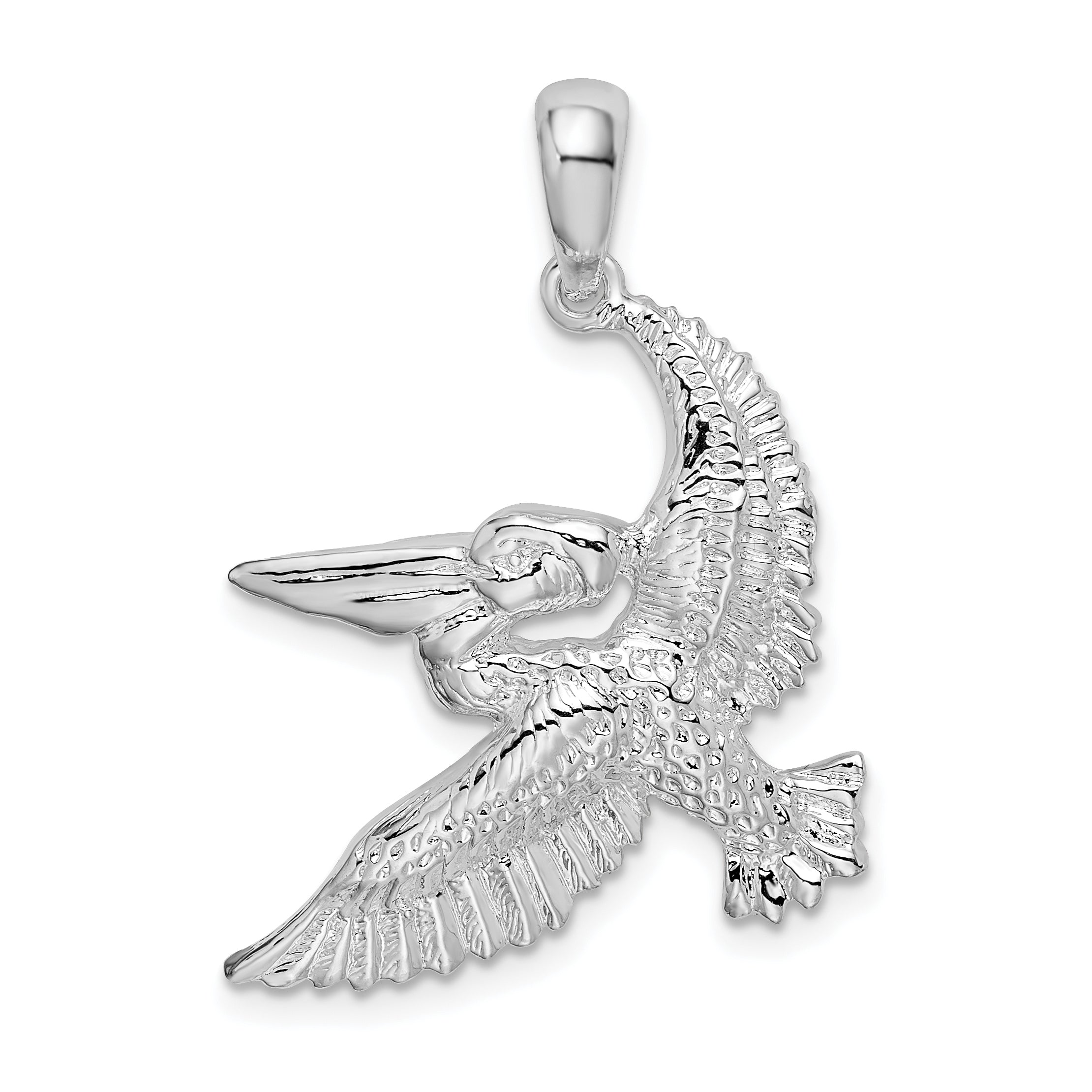Sterlingsilber De-ani Rhodiniert Poliert Flying Pelican Anhänger