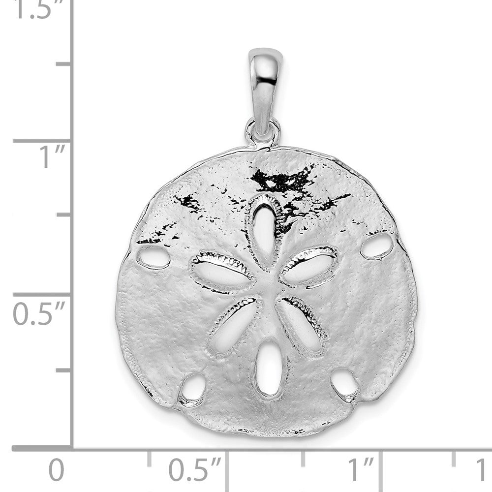 Sterlingsilber De-ani Rhodiniert Poliert Sand Dollar Anhänger