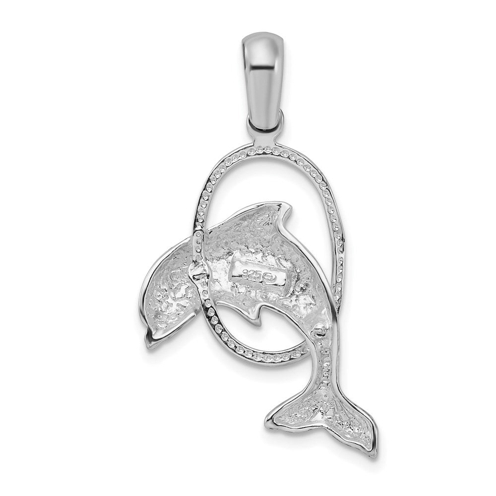 Sterlingsilber De-ani Rhodiniert Delfin Springend Thru Creole Anhänger